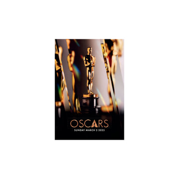 Black and Gold Oscar Statuette photo print front view of the postcard for the 97th Oscars Sunday March 2, 2025.